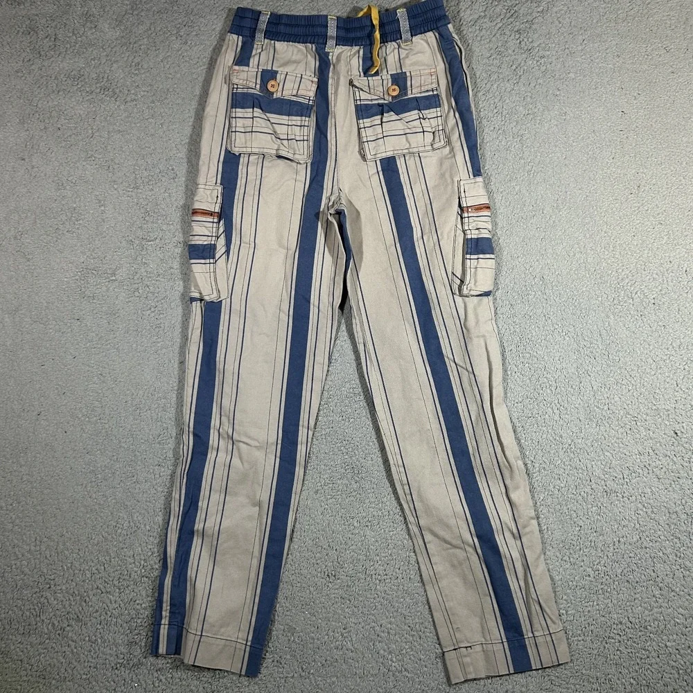 Matilda Jane x Joanna Gaines Little Rascal Blue Striped Cargo Pants Sz 12 #3625